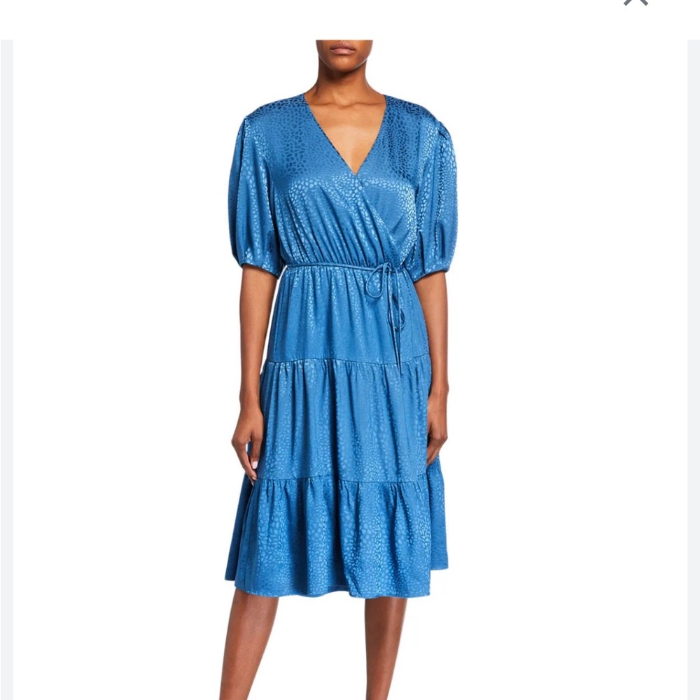 NWT Rebecca Minkoff blue satin wrap dress size S